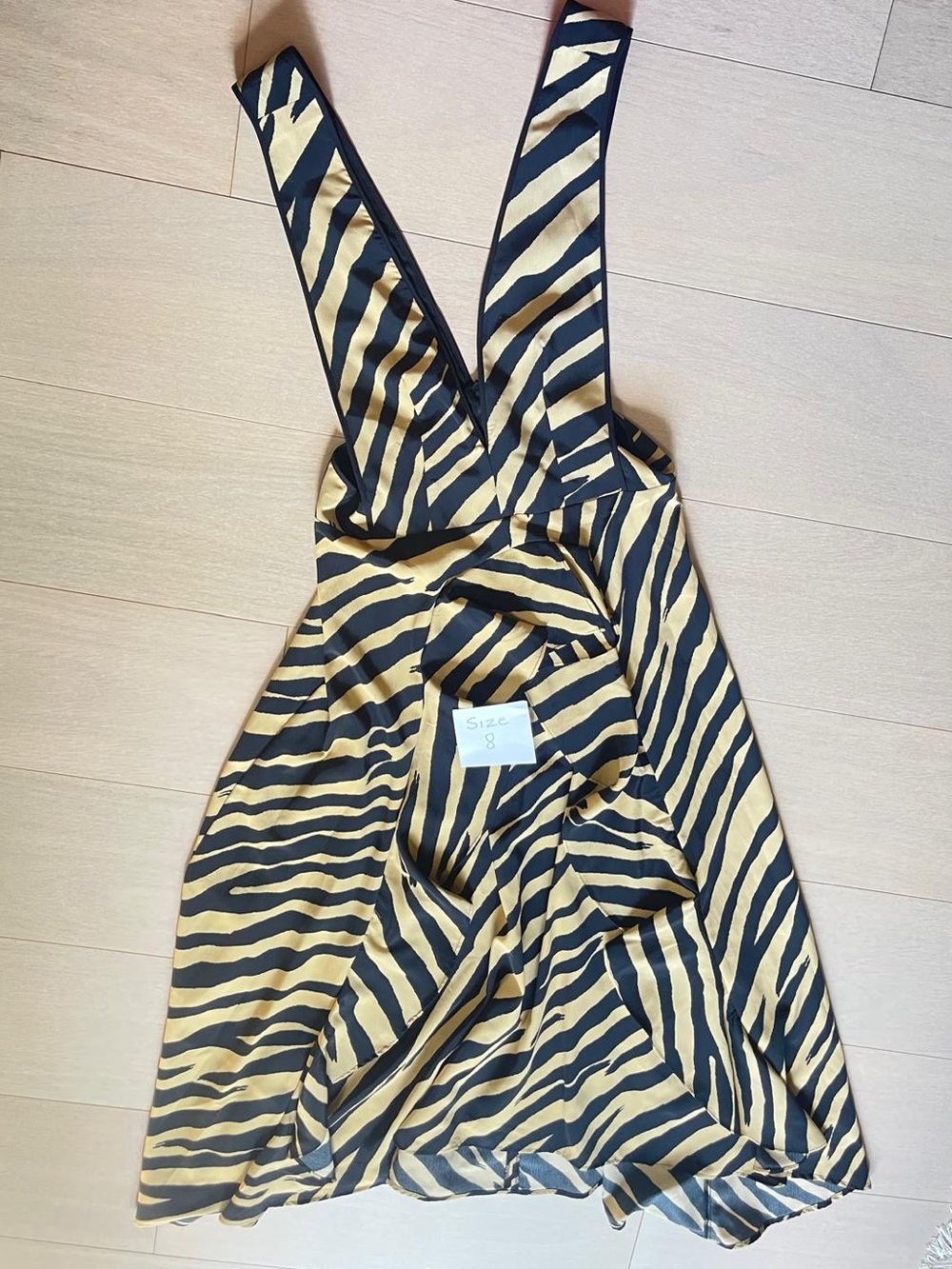 Zebra Striped A-Line Dress in Black and Tan